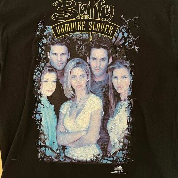 Rare 90s Buffy the Vampire Slayer T-Shirt Buffy Promo Cast Tee VTG Medium NOS - Picture 2 of 9